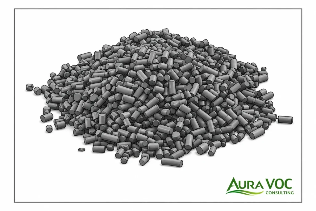 Activated carbon pellet used in industrial VOC adsorption systems