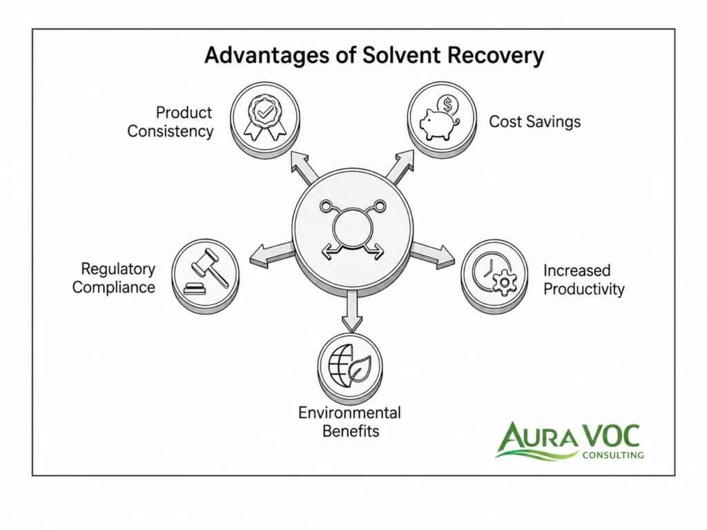 Solvent recovery circular economy benefit in VOC abatement selection