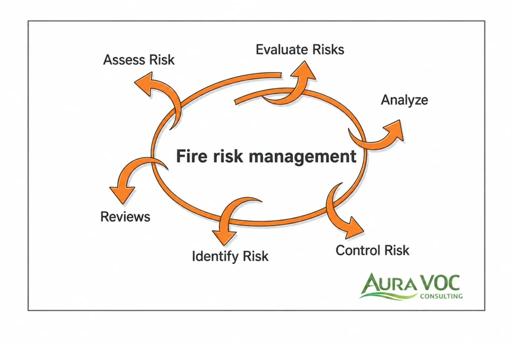 Risk assessment schema for evaluating carbon bed fire risk in an industrial VOC abatement system