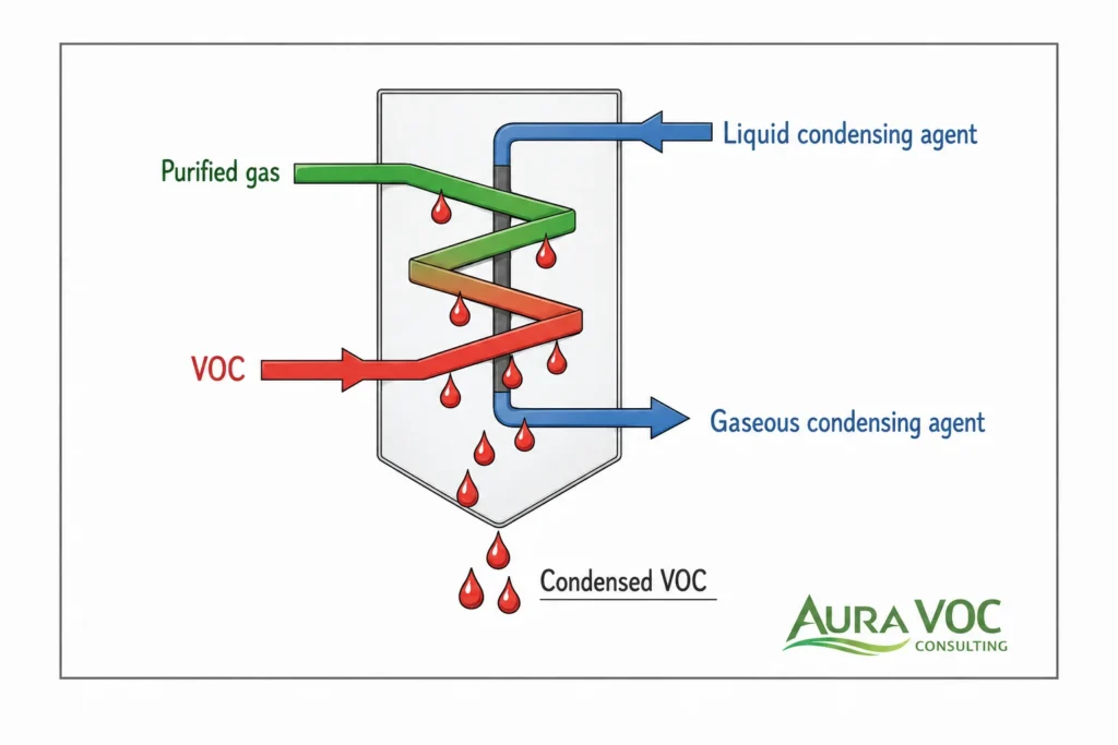 Basic scheme of cryogenic condensation for VOC abatement